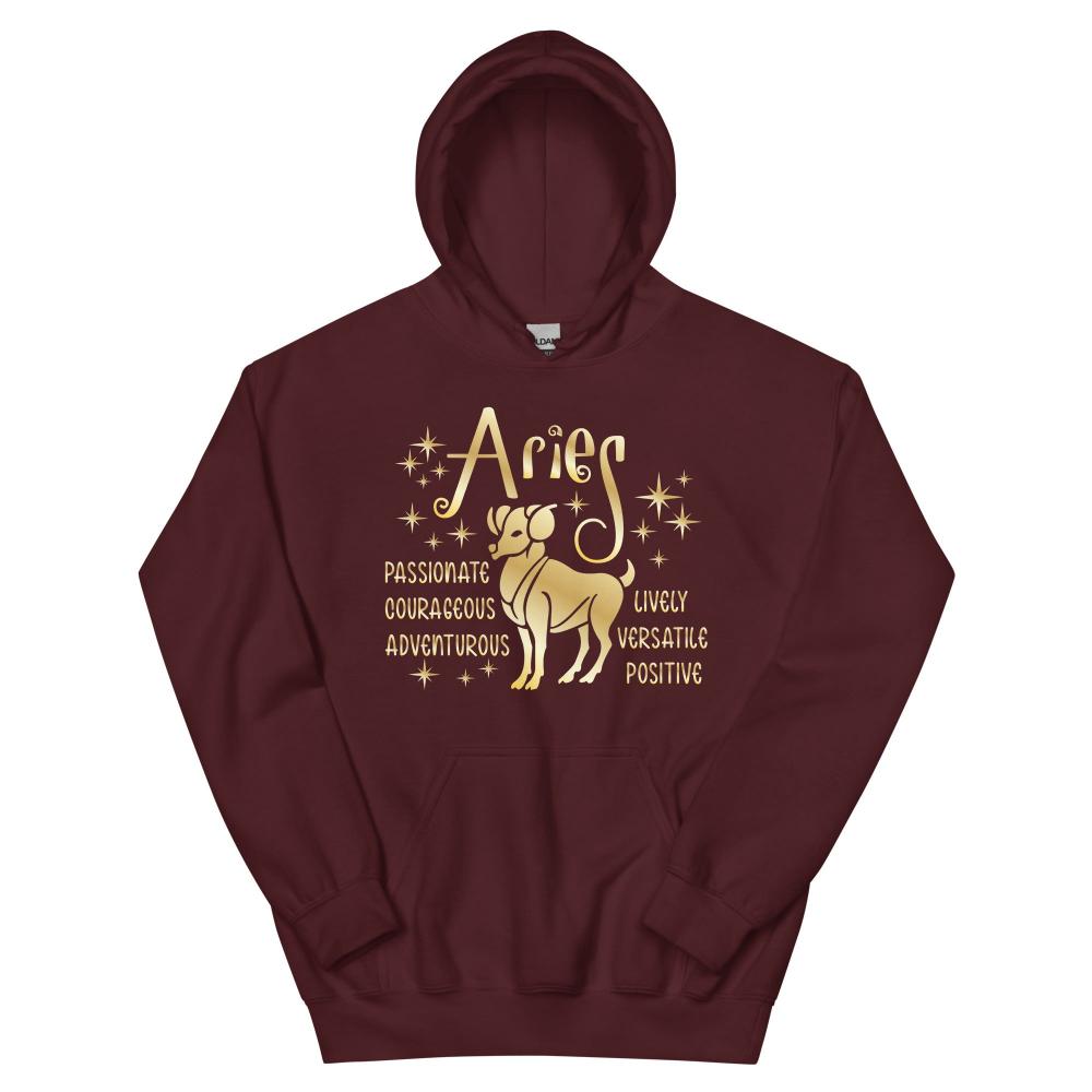 Aries Zodiac Positive Traits Hoodie - Maroon Color - https://ascensionemporium.net